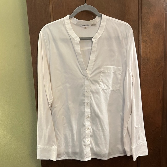 NWOT Calvin Klein Women's Plus-Size Non-Iron Knit Combo Shirt (1X) - Picture 3 of 5